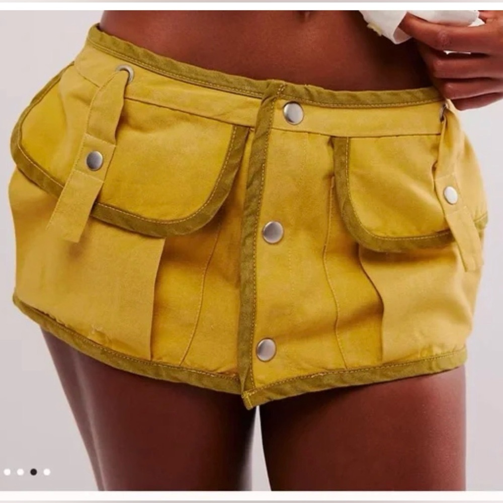 Free People Yellow Skort with Utility Style, Size 2